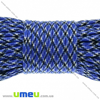 Шнур паракорд семижильный меланж 4 мм, Синий, 1 м (LEN-012235)