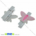 Декоративна прищіпка Метелик, 35х31 мм, Рожева, 1 шт (DIF-034573)