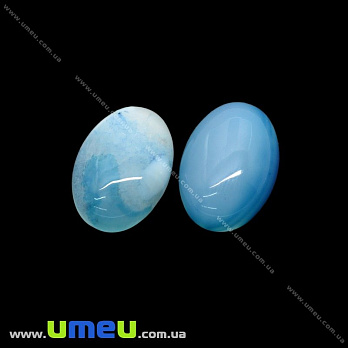 Кабошон нат. камень Агат голубой, Овал, 18х13 мм, 1 шт (KAB-025958)