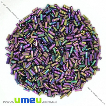 Бисер китайский стеклярус, 6 мм, Ирис фиолетовый перламутровый, 25 г (BIS-012043)
