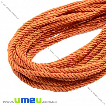Полиэстеровый шнур крученый, Оранжевый, 4 мм, 1 м (LEN-018930)