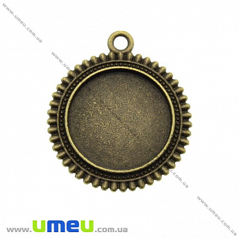 Основа круглая, 30х26 мм, 18 мм, Античная бронза, 1 шт (OSN-002673)