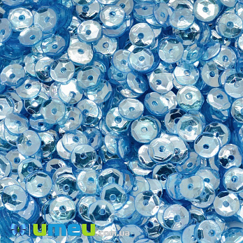 Пайетки Индия круглые граненые, 5 мм, Голубые, 5 г (PAI-037816)