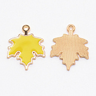 Подвеска метал. Кленовый лист желтый, Золото, 19х24х1,5 мм, 1 шт (POD-053705)