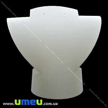 Подставка под колье пластиковая бархатная Шея, 22х21 см, Белая, 1 шт (UPK-035037)