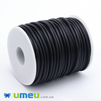 Шнур каучуковый полый, 3 мм, Черный, 1 м (LEN-040196)