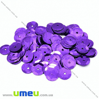 Пайетки Китай круглые граненые, 10 мм, Фиолетовые, 5 г (PAI-031971)