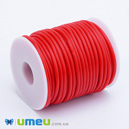 Шнур каучуковий порожнистий, 3 мм, Червоний, 1 м (LEN-040193)