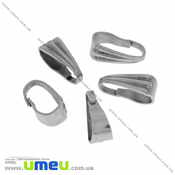 Держатель для кулона из нержавеющей стали, 9х4 мм, Темное серебро, 1 шт (STL-032709)