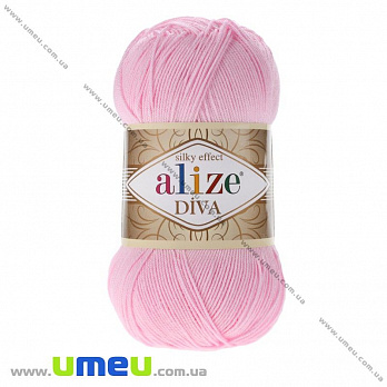 Пряжа Alize Diva 100 г, 350 м, Розовая светлая 185, 1 моток (YAR-025146)