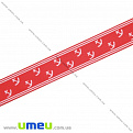 Репсовая лента с рисунком Якоря, 25 мм, Красная, 1 м (LEN-016594)