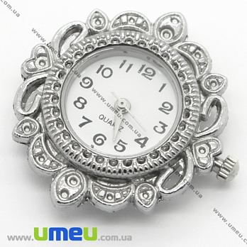 [Архив] Часы для браслетов ажурные, Серебро, 32х29 мм, 1 шт (CLC-006121)