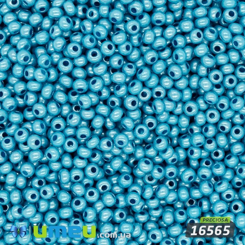 Бісер чеський №845/16565, Блакитний, Перламутровий, 10/0 (BIS-043963)