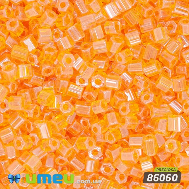 Бісер чеський Рубка 11/0, №86060, Помаранчевий прозорий (BIS-044041)