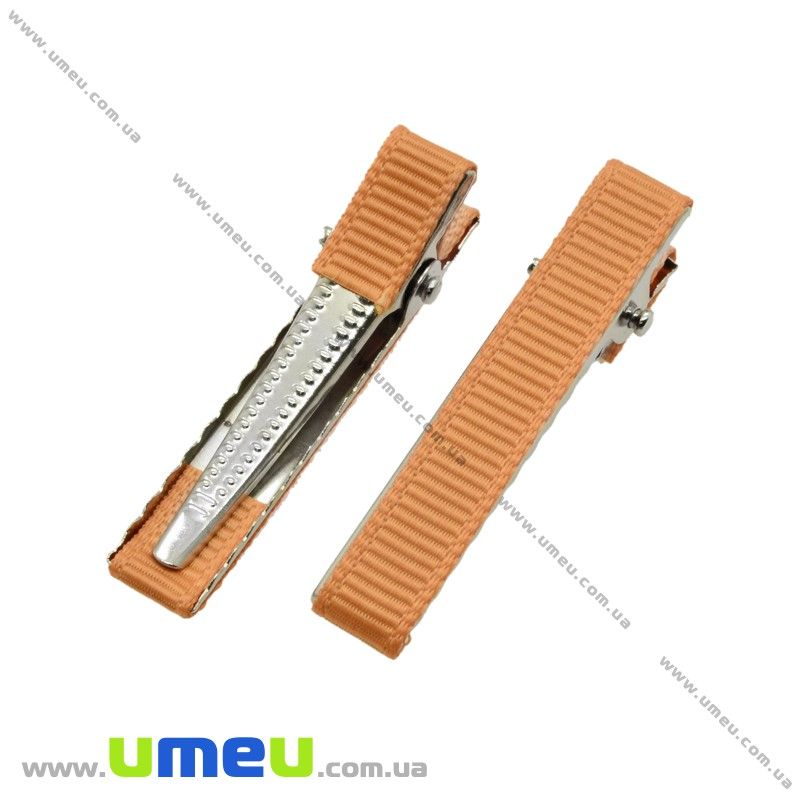 Основа мет. для шпильки крокодильчик (зажим) зі стрічкою, 42 мм, Помаранчева (OSN-020551)