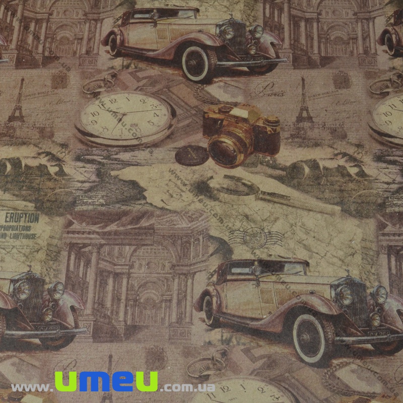 Пакувальний крафт папір Машини, Бежевий, 70х100 см (UPK-035596)