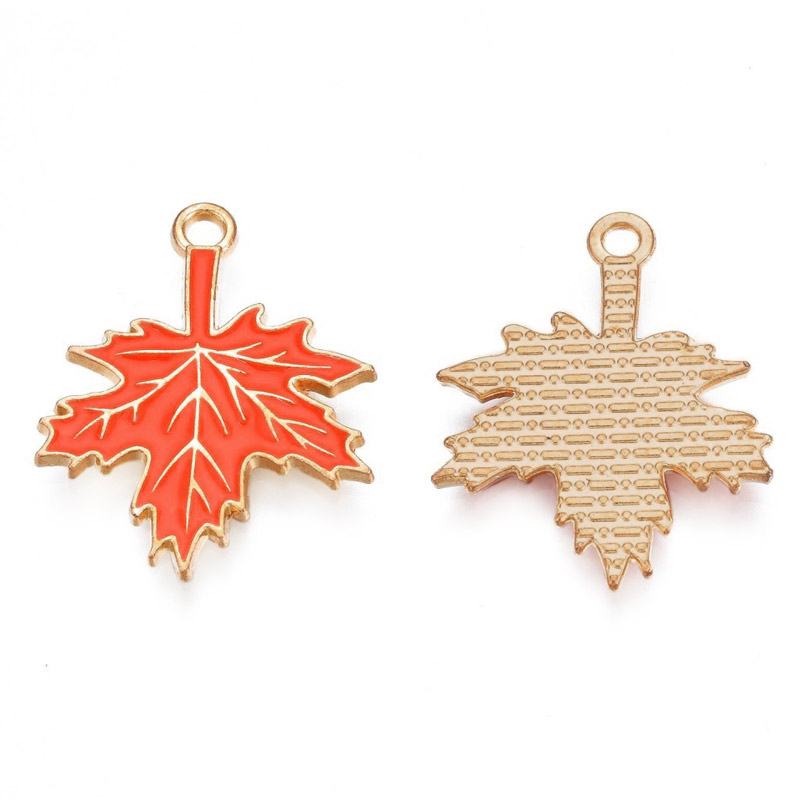 Підвіска метал. Кленовий лист помаранчевий, 25х20 мм, Золото (POD-053842)