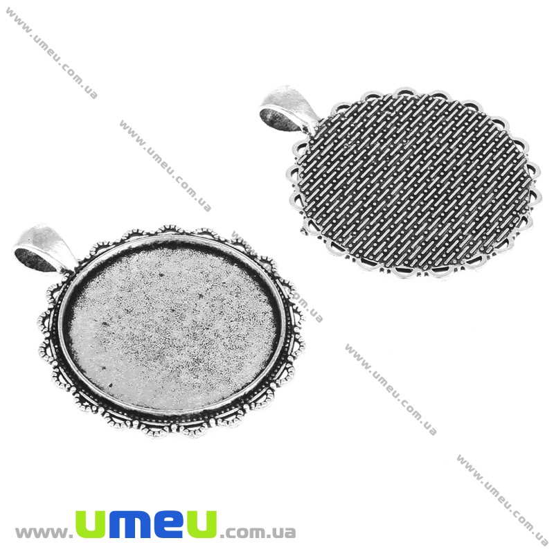 Основа кругла, 46х38 мм, 30 мм, Античне срібло (OSN-016859)