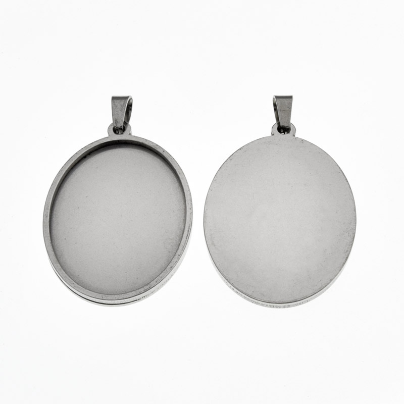 Основа овальна з нерж. сталі, 42х28 мм, 35х25 мм, Темне срібло (STL-059496)