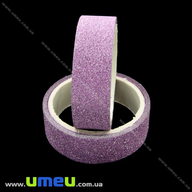 Декоративний скотч гліттерний, 15 мм, Бузковий (DIF-021209)