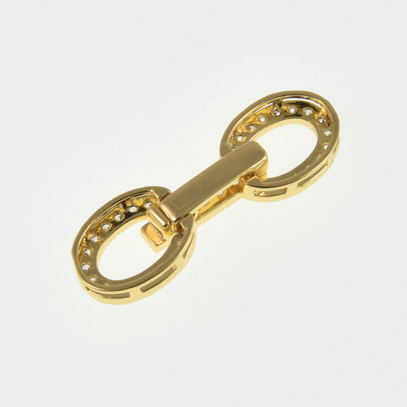 Застібка, 27х8,5 мм, Латунь з покриттям 18 kt, Куб. цирконій (ZAM-060829)