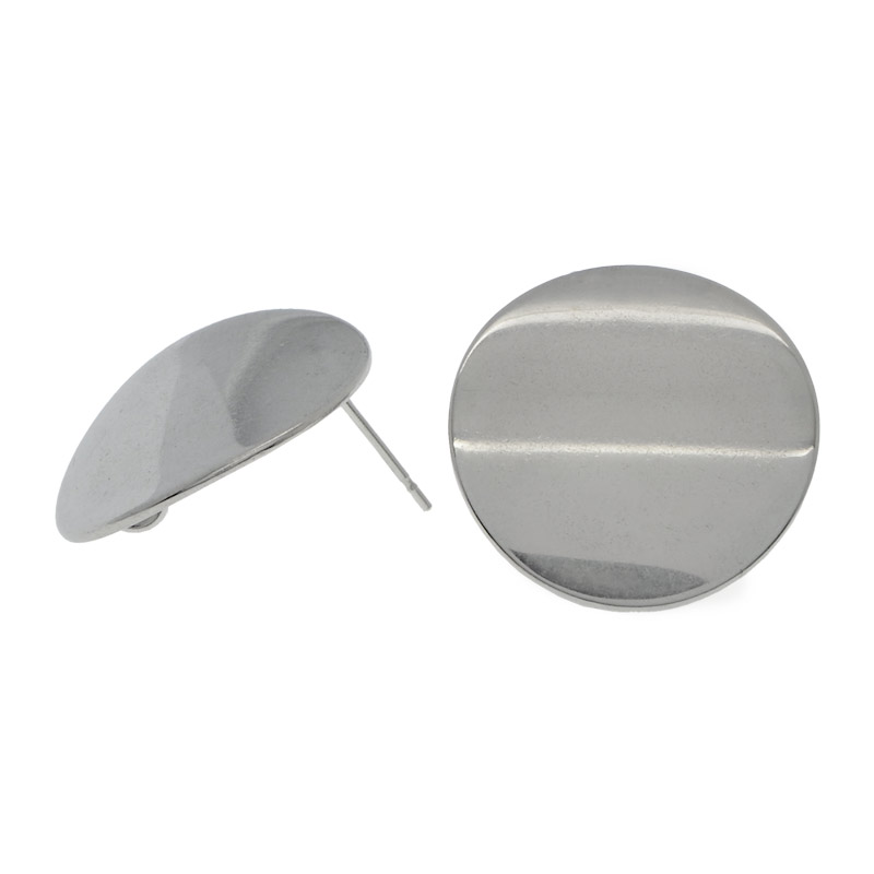 Пусеты из нерж. стали, Круглые, 20х12 мм, Темное серебро (STL-055286)