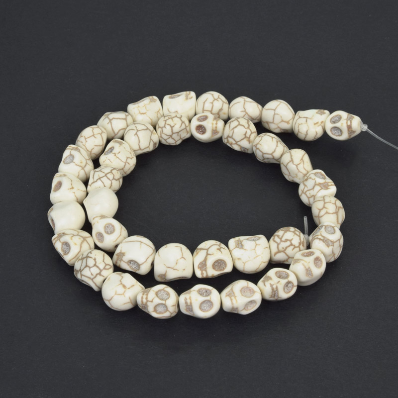 Намистини Бірюза пофарбована, Синт. камінь, 10х10х8 мм, Череп (BUS-057562)