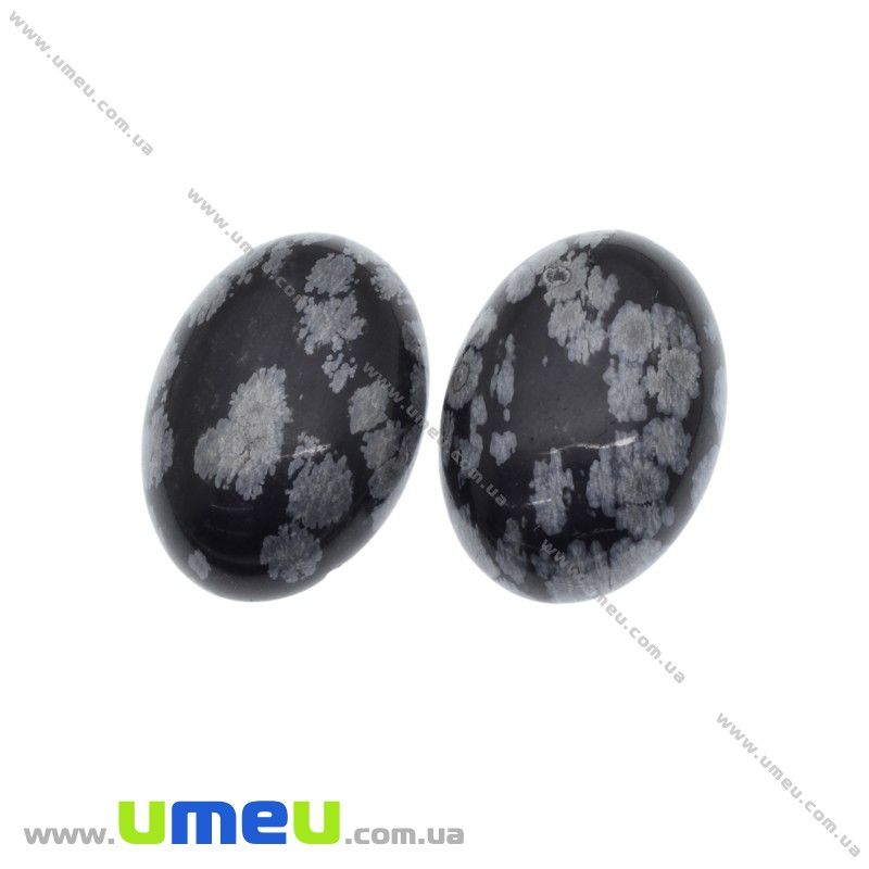 Кабошон нат. камінь Сніговий обсидіан, Овал, 25х18 мм (KAB-025929)