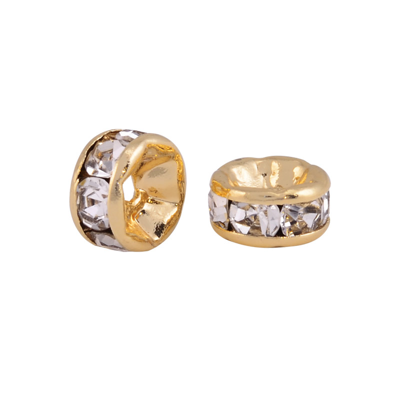 Бусина-разделитель, 5 мм, Латунь с покрытием 14 kt, Стразы куб. цирконий (BUS-055887)