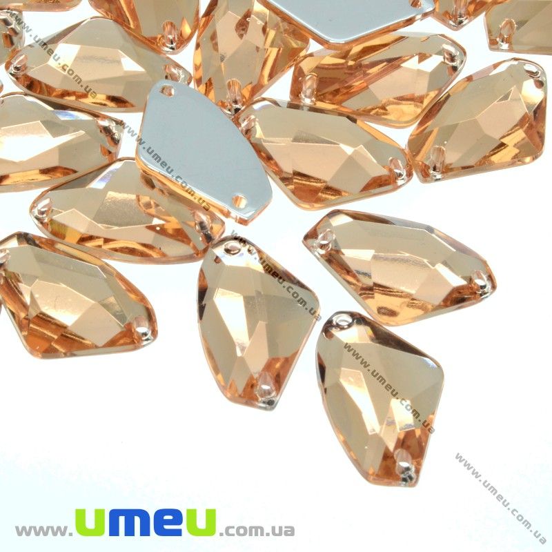 Пришивний кристал пласт. Трикутник гранований, 17х10 мм, Персиковий (KAB-012208)