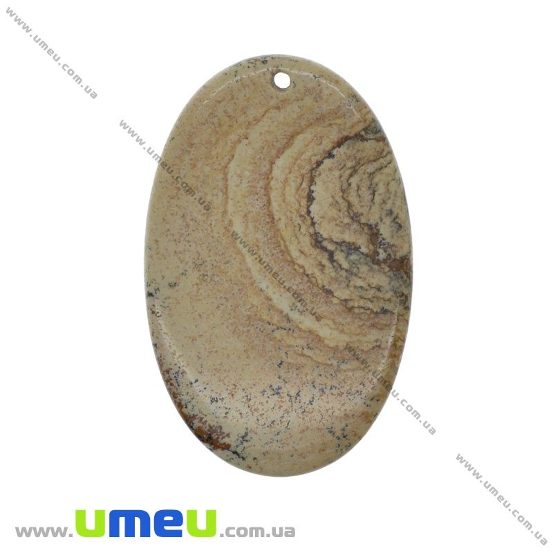 Підвіска з натурального каменю Яшма пейзажна, Овал, 55х35 мм (POD-031618)