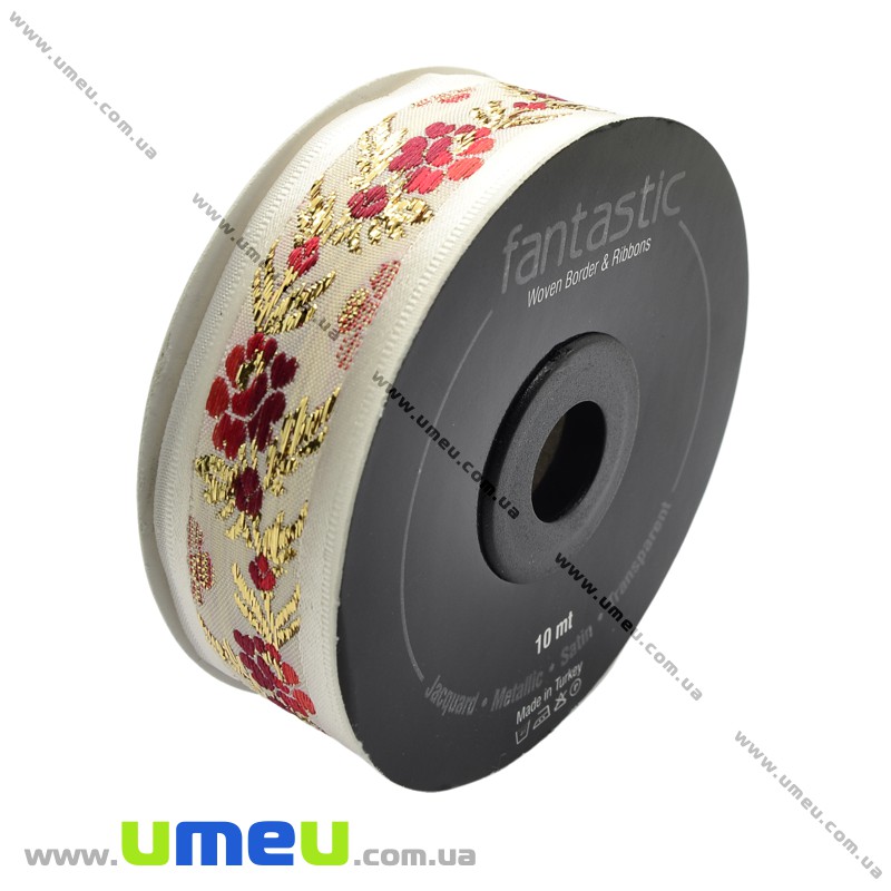 Тасьма Fantastic квіти троянди, 26 мм, Червона (LEN-010920)