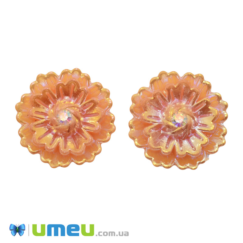 Кабошон из полимерной глины, Цветок оранжевый, 25 мм (KAB-050786)