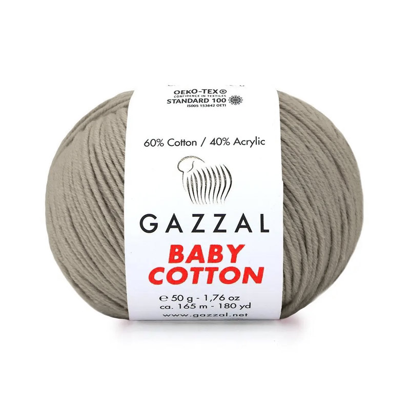 Пряжа Gazzal Baby Cotton №3464, 50 г, 165 м, Бежева (YAR-060774)