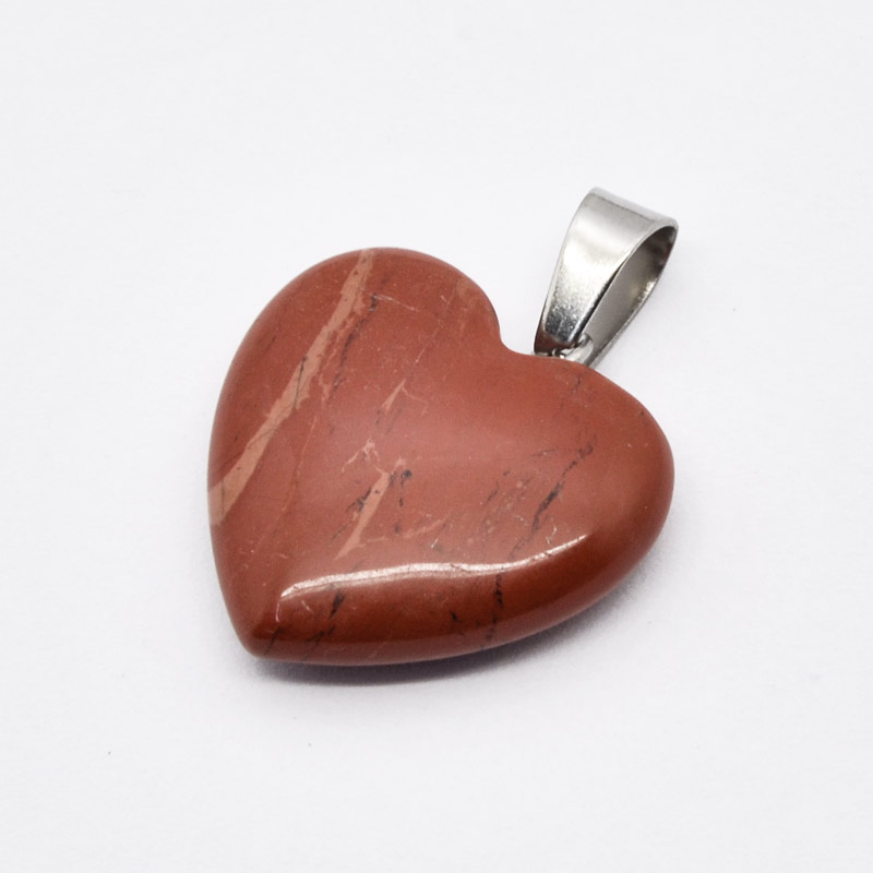 Подвеска Сердце, Натур. камень Яшма красная, 20х20 мм (POD-054324)