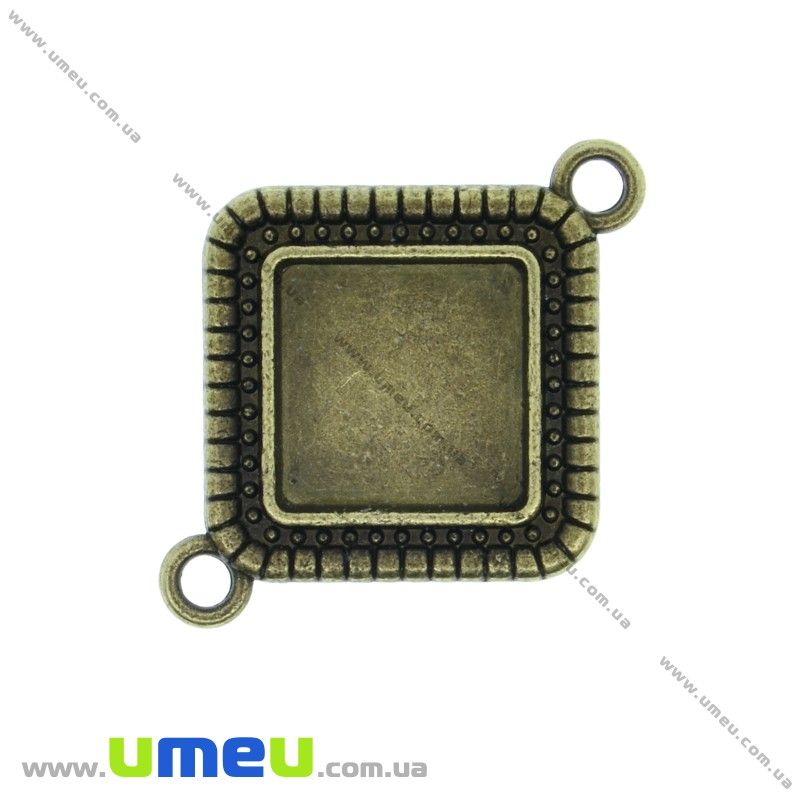 Основа конектор ромб, 39х30 мм, 14х14 мм, Антична бронза (OSN-033692)