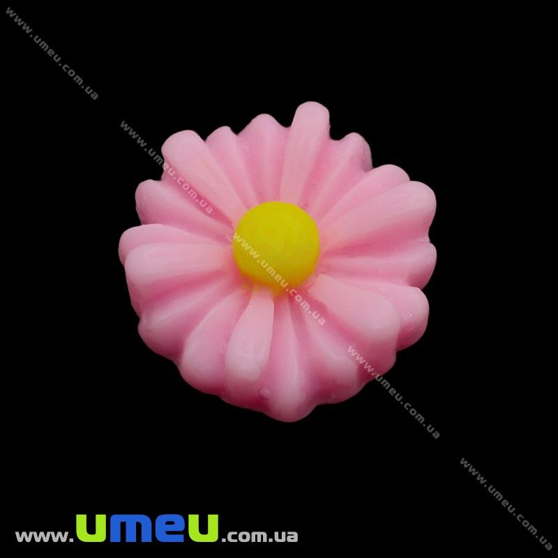 Кабошон з полімерної глини Ромашка рожева, 13 мм (KAB-001982)