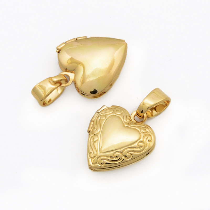 Медальйон Серце з візерунком, Позолота 18 kt, 15х13х4,5 мм (POD-054456)