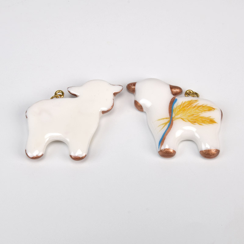 Підвіска Овечка з полімерної глини, 38х34 мм, З малюнком (POD-059371)