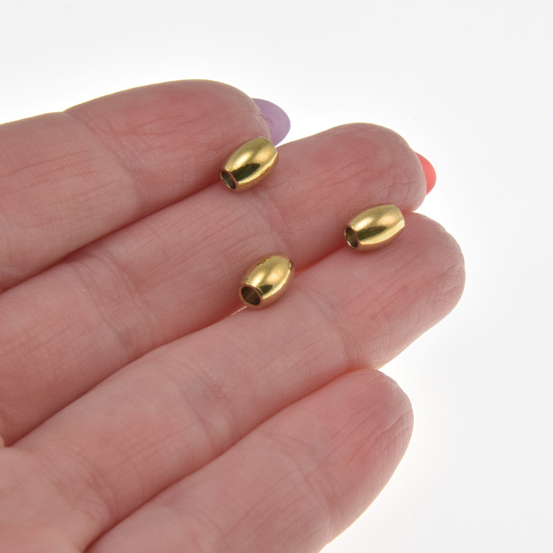 Намистини з нержавіючої сталі Рис, 6х5 мм, Золото (STL-058404)