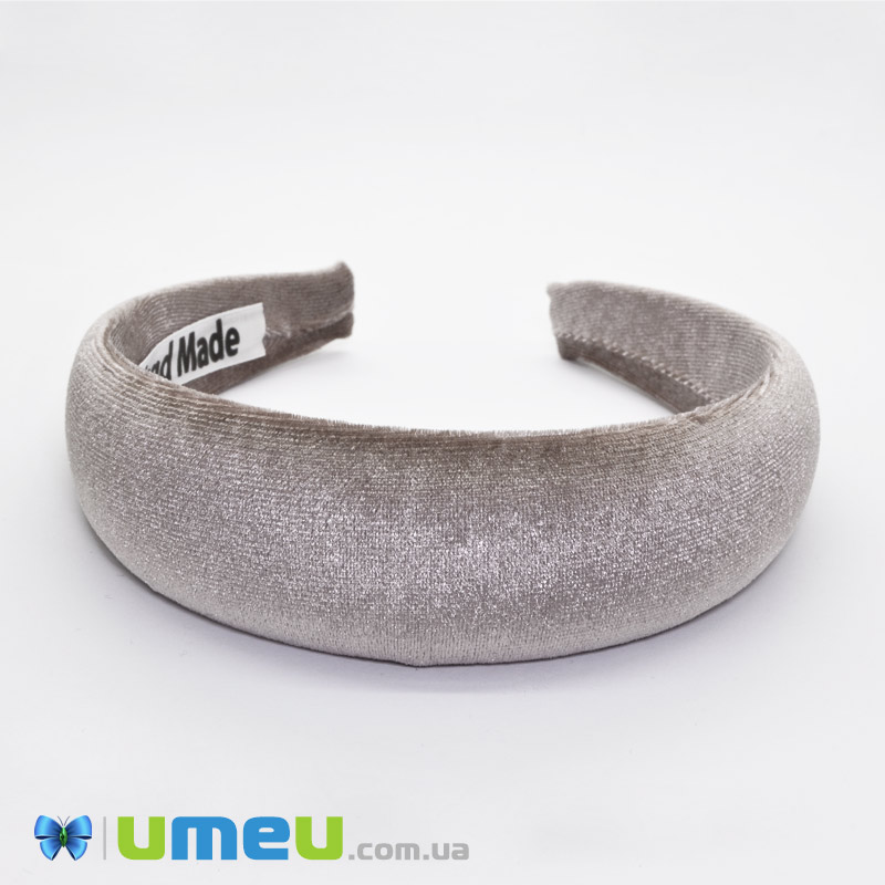 Обруч об'ємний оксамитовий, 40 мм, Бежевий (OSN-048623)