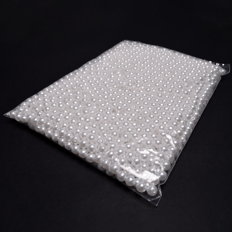 Намистини для сумок ОПТ, Пластикові, Круглі Перли, 8 мм, Білі (BUS-054476)