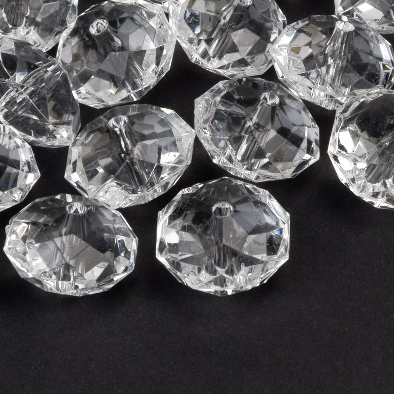 Намистини акрилові, Ронделі, 14х10 мм, Прозорі (BUS-059967)