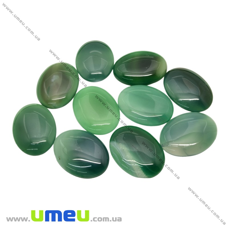 Кабошон нат. камінь Агат зелений, Овал, 40х30 мм (KAB-009988)