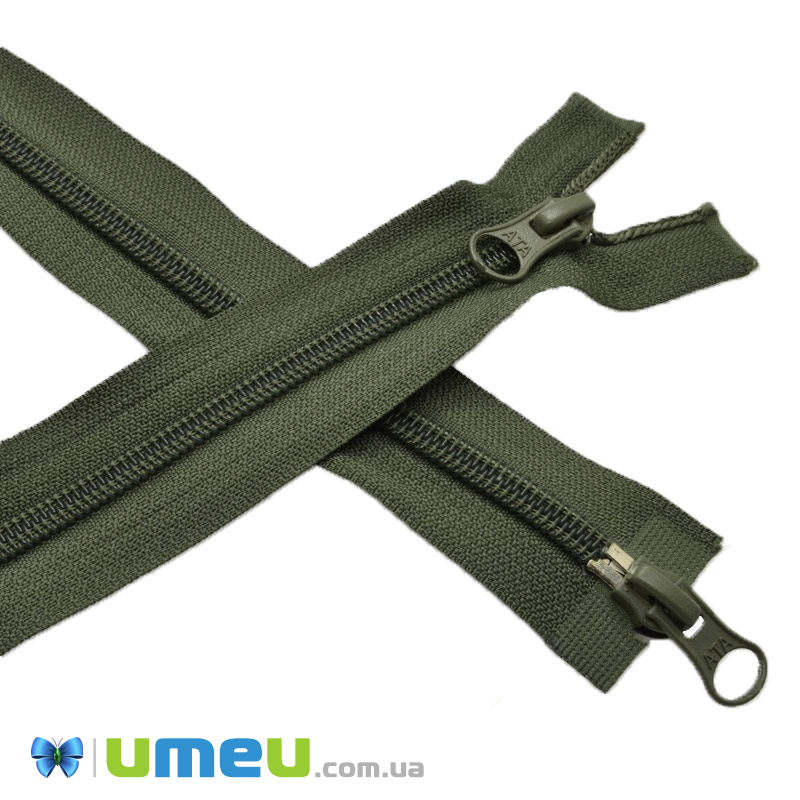 Блискавка спіральна роз'ємна (2 бігунки) 100 см, Тип 7, Хакі (ZIP-060464)