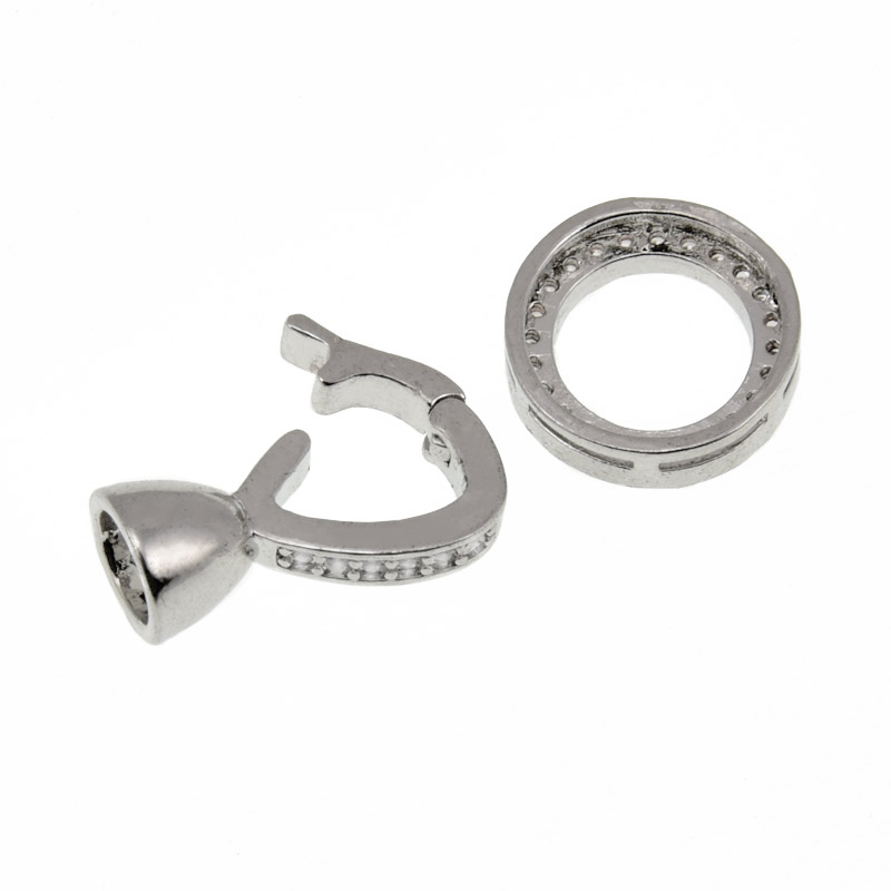 Застібка, 24х11,8 мм, Латунь, Стійке покриття, Куб. цирконій (ZAM-060842)