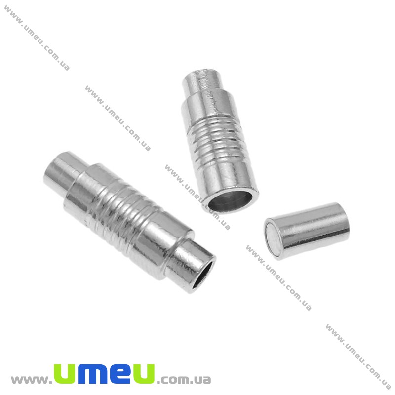 Замок магнітний для вклеювання шнура, Темне срібло, 22х7 мм (ZAM-020093)