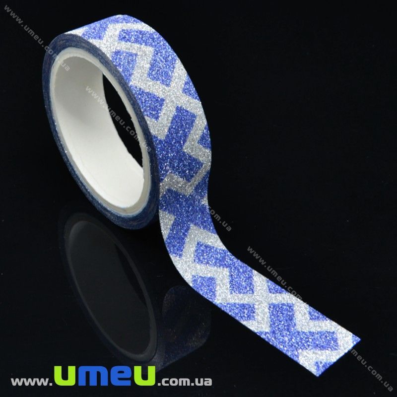 Декоративний скотч гліттерний, 15 мм, Синій (DIF-017918)