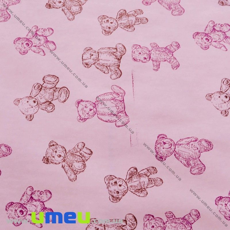 Пакувальний крафт папір Ведмежата, Рожевий, 70х100 см (UPK-027151)