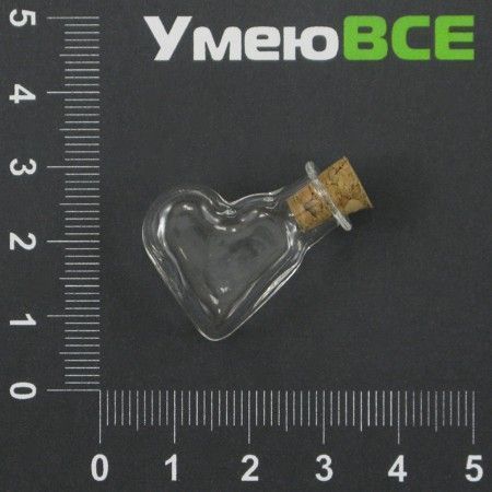 Скляна баночка Серце, Прозора, 24х20 мм (DIF-001867)